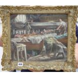 Aileen Engleton (1902-1984), oil on canvas, Hampton Court, Watercraft Lifeboat Makers, signed,
