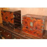 Two Japanese parquetry and lacquer chests, largest W.48cm Condition: - larger chest with four long
