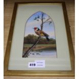 D. Harper (19th C.), oil on board, Goldfinch in a landscape, signed, 27.5 x 14cm Condition: Good