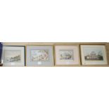 19th century English School, four watercolours, Indian study of a bungalow with annotations verso;