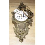 A 19th century French ormolu Cartel clock, with enamelled Roman dial, overall height 49cm Condition: