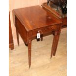 A small Regency mahogany Pembroke table, W.62cm. D.47cm (with flaps down) Condition: Even mid