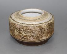 An early Troika drum shaped bowl, c.1963-65, no decorator's mark, mark inscribed in blue TROIKA