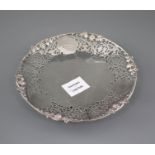 A modern pierce silver shallow dish by Poston Products Ltd, Sheffield, 1977, 20.7cm, 12.5 oz, on