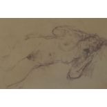 Bernard Dunstan (1920-2017), chalk on brown paper, 'Nude', initialled, Mall Galleries Exhibition