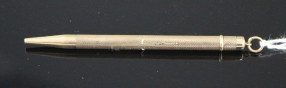 A modern engine turned 9ct gold propelling pencil, S.J.Rose & Son, Birmingham, 1960, 87mm, gross
