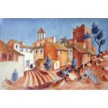 Geoffrey Lintott (20th C.), watercolour, 'Spanish Village - Esclana, near Bagur', signed and