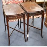 A pair of Edwardian mahogany occasional tables, W.58cm D.35cm H.67cm Condition: First table with