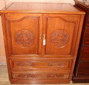 A Chinese padouk wood cabinet, W.90cm Condition: Of typical gingery red tone, possibly slightly