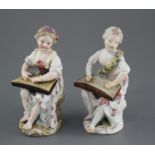An 18th century Meissen figure of a girl playing a zither and a 19th century Meissen figure of a