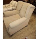 A 1930's wing armchair Condition: Frame solid, very heavy chair, upholstery now rather dirty and