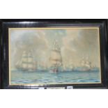 19th century English School, watercolour, 'Detached squadron getting underweigh from St Thomas',