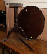 A George III mahogany piecrust tilt top tea table, Diameter 66cm Condition: Mid reddish brown
