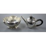 An Edwardian silver bachelor's? teapot, A&J Zimmerman, Birmingham, 1903 and an 800 standard