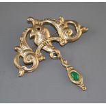 A 20th century Norwegian Thune 830S gilt white metal drop brooch, modelled as a parakeet amid