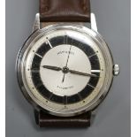 A gentleman's 1960's stainless steel Hamilton automatic wrist watch, with baton numerals and later