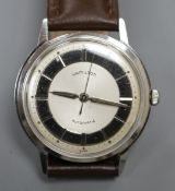 A gentleman's 1960's stainless steel Hamilton automatic wrist watch, with baton numerals and later