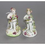 Two early Derby figures of cherubs, c.1756, H. 12cm Condition: Patch marks, both with tiny losses to