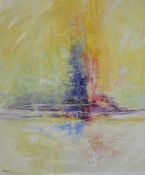 John Walker, oil on card, 'Blue Horizon', signed and dated '06, 51 x 43cm, unframed Condition: