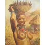 Joan Jocelyn, oil on canvas, Portrait of a South African Native woman, signed, 75 x 60cm
