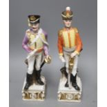 Two porcelain figures of Napoleonic soldiers, 32 and 34cm Condition: In good condition,