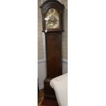 An early 19th century oak longcase clock by Thomas Brass, Guildford, H.220cm Condition: Case looks