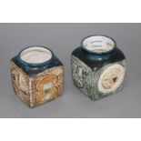 Two Troika marmalade pots, by Tina Doubleday, c.1976 and H.F., 1970s, height 9cm and 9.5cm