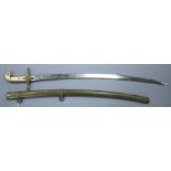 A Victorian general officer's mameluke sword, gilt hilt, ivory grips, the etched blade by Ranken &