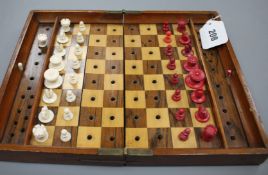 A late 19th century Jaques , London Travelling 'In Statu Quo' travelling chess set, the folding