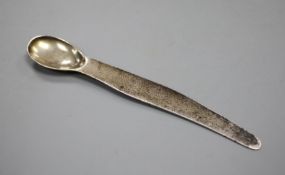 An unusual combination silver condiment spoon and knife??, indistinct marks, possible Scottish, 14.