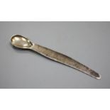 An unusual combination silver condiment spoon and knife??, indistinct marks, possible Scottish, 14.