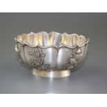 A late 19th/early 20th century Chinese Export white metal bowl, by Zee Wo, decorated with various