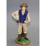 An English porcelain figure of a shepherd, c.1830, possibly Samuel Alcock, H. 26.5cm Condition: