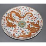 A Chinese famille rose 'dragon dish, Guangxu mark, probably Republic period, 21cm Condition: