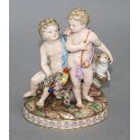 A Meissen group of cherubs, 19th century, incised model no.7690, H. 16cm Condition: small losses