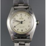 A lady's early 1960's? stainless steel Rolex Oyster Precision manual wind wrist watch (a.f.), on