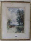 William Edward Webb (1862-1903) watercolour, Landscape with cattle, signed and dated 1900, 34 x