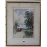 William Edward Webb (1862-1903) watercolour, Landscape with cattle, signed and dated 1900, 34 x