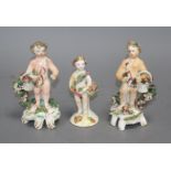 Three Bow porcelain figures of cherubs, c.1760-75, height 12 - 14.5cm Condition: The smallest figure