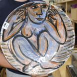 Eileen Cooper. A Studio ceramic bowl depicting a seated female nude, signed and dated 1999 verso,