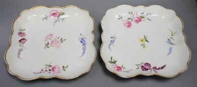 A pair of Swansea square dessert dishes, c.1820, both with impressed SWANSEA mark, Condition: Some