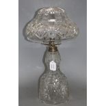 A brass mounted cut glass table lamp, height 53cm Condition: Glass in good condition, but needs