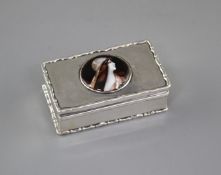 An Edwardian silver and enamelled cabochon set rectangular box and hinged cover, the enamel