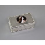 An Edwardian silver and enamelled cabochon set rectangular box and hinged cover, the enamel