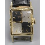 A gentleman's 1940's Art Deco '10k gold filled' Longines Wittnauer manual wind rectangular wrist