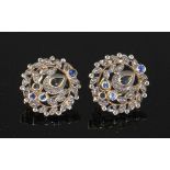 A pair of 20th century Indian style 18k yellow metal and 925 white metal, rose cut diamond and