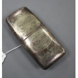 A Victorian plated cheroot case, engraved with steam trains and Wimbledon shooting prize inscription