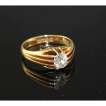 An Edwardian 18ct gold and claw set solitaire oval cut diamond ring, size P/Q, gross weight 5.1