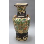 A late 19th century Chinese crackle glaze vase, decorated with figures in a continuous landscape,