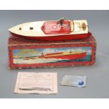 A Hornby tinplate clockwork No.2 'Swift' model speedboat, with red hull, boxed Condition: Some